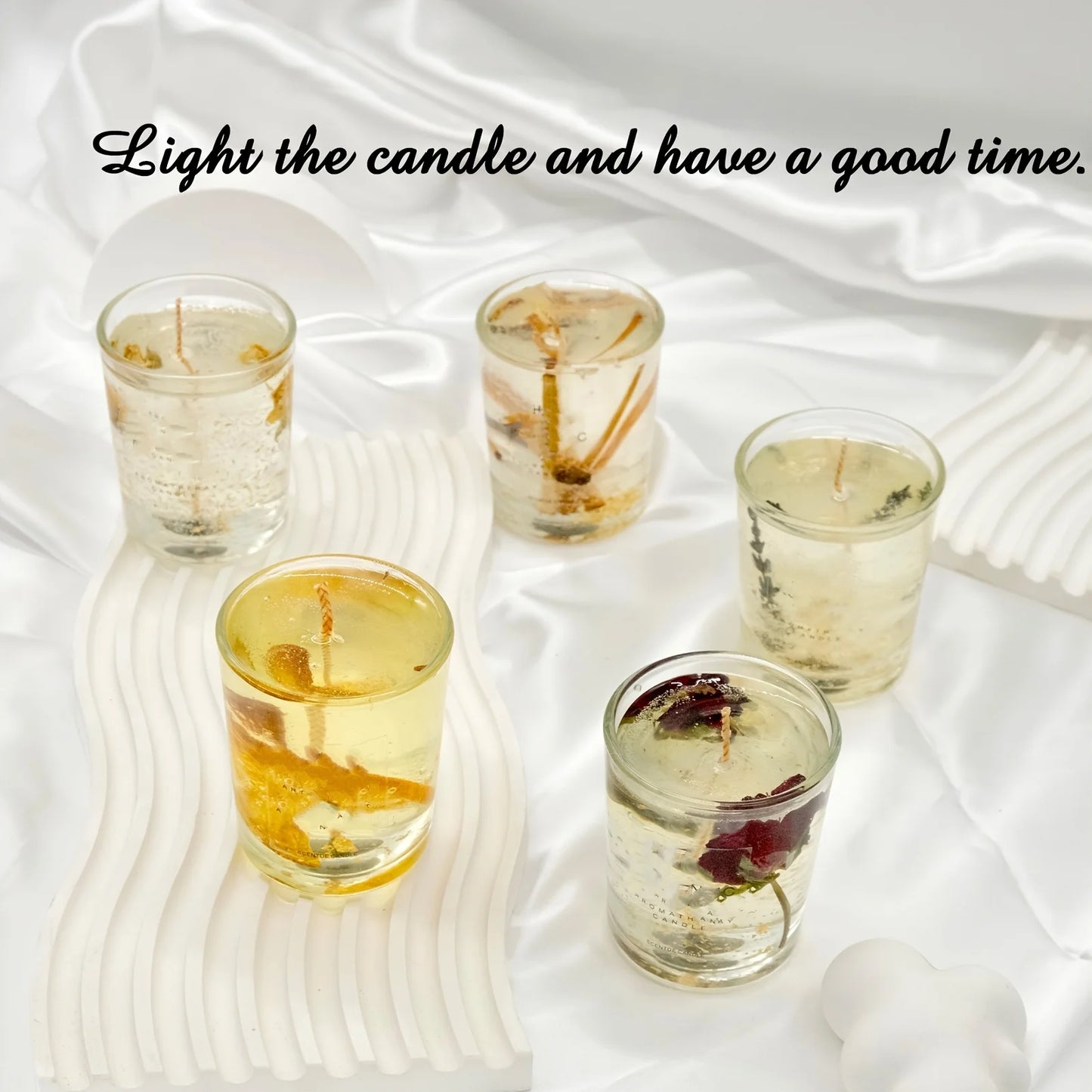 Jelly Aromatherapy Candles Real Flower Essential Oil Incense Candle Soothing Fragrance Cup for Wedding Home Decor Ornament Gift