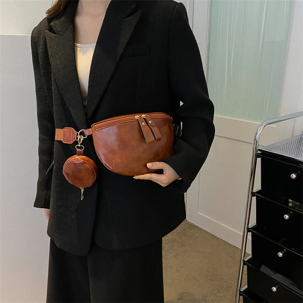 Women's Waist Bag Single Shoulder Bag Fashion Chest Bag Girl's Waist Bag Outdoor Sports Backpack Belt Bag with Small Purse