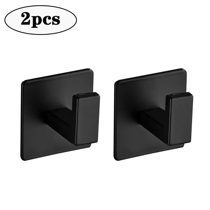 Bathroom Black Self-Adhesive Wall Hook Towel Coat Holder Hook Door Back Keys Clothes Caps Hanger Robe organizer Hook Accessories