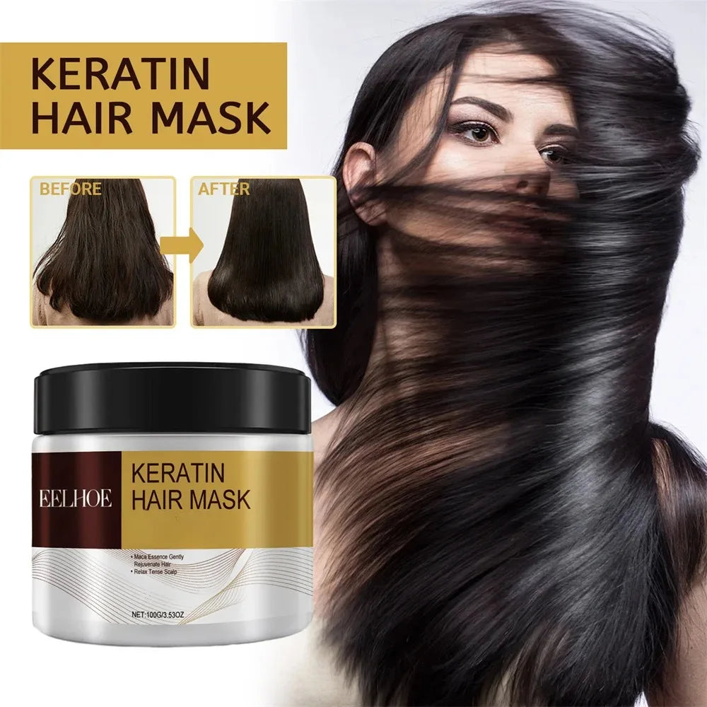 Keratin Care Hair Mask Deep Nourishing Moisturizing Repair Dry Frizz Damaged Conditioner Smoothing Hair Long-Lasting Shine Care