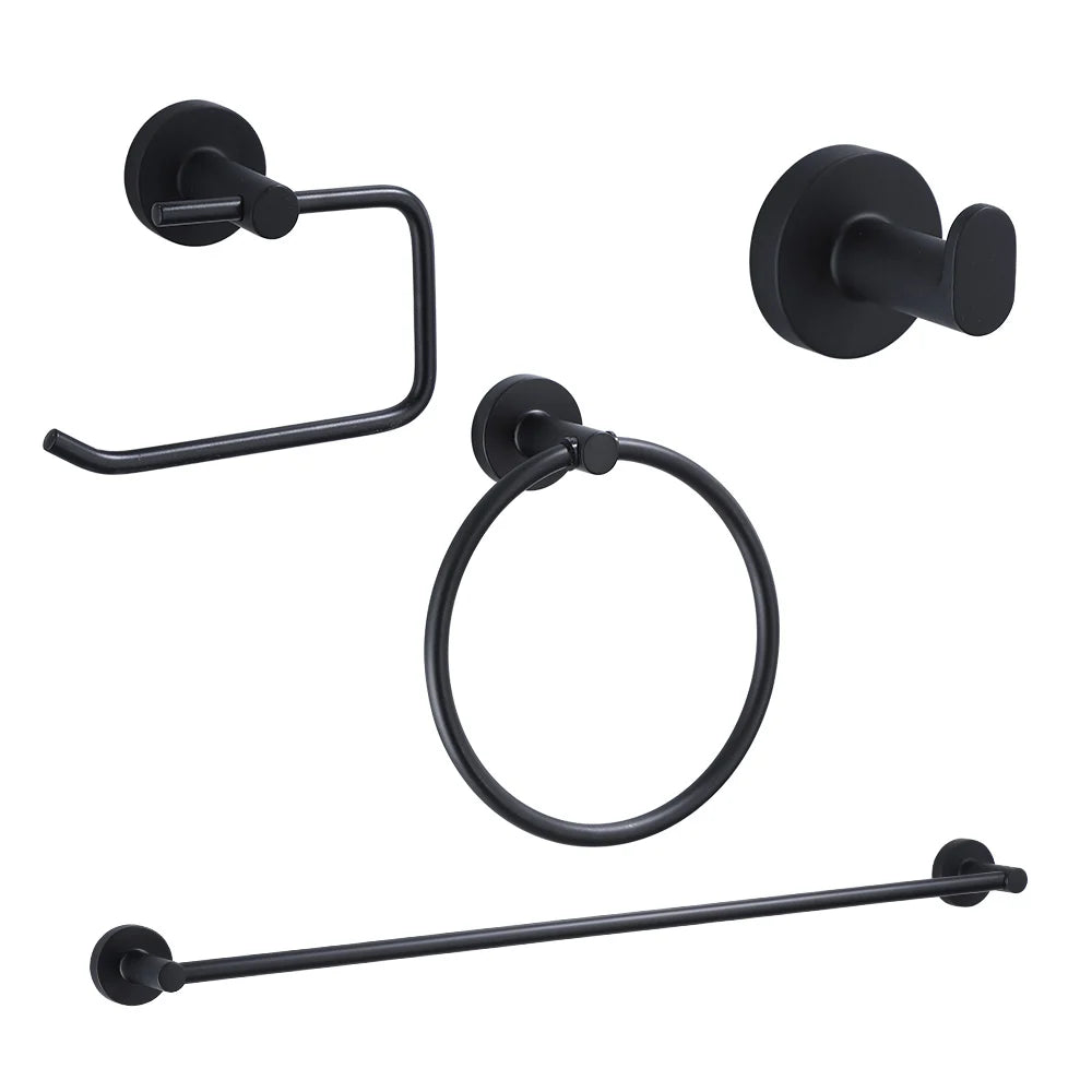 Bathroom Hardware Black Robe Hook Towel Rail Bar Rack Bar Shelf Tissue Paper Holder Toothbrush Holder Bathroom Accessories