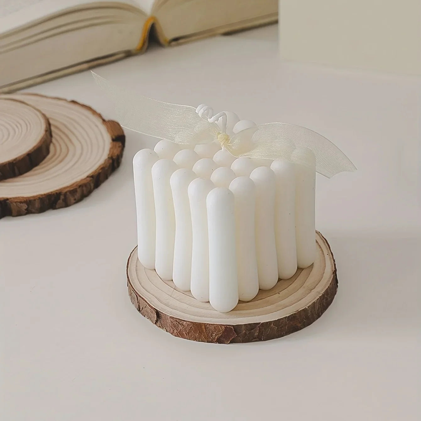 5pcs - Wooden Aromatherapy Candle Tray Minimalist Instagram Style Decorative Decoration Round Candle Base