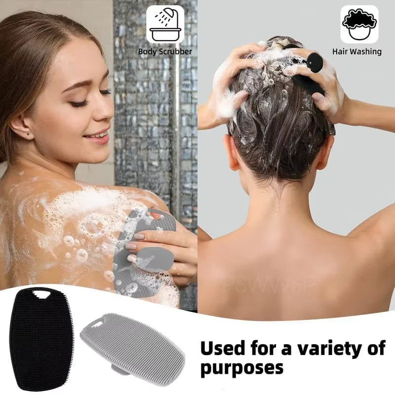 Body cleaning brush, bath brush, soft-bristled massage shower brush, made of silicone material, with anti-slip handle design.