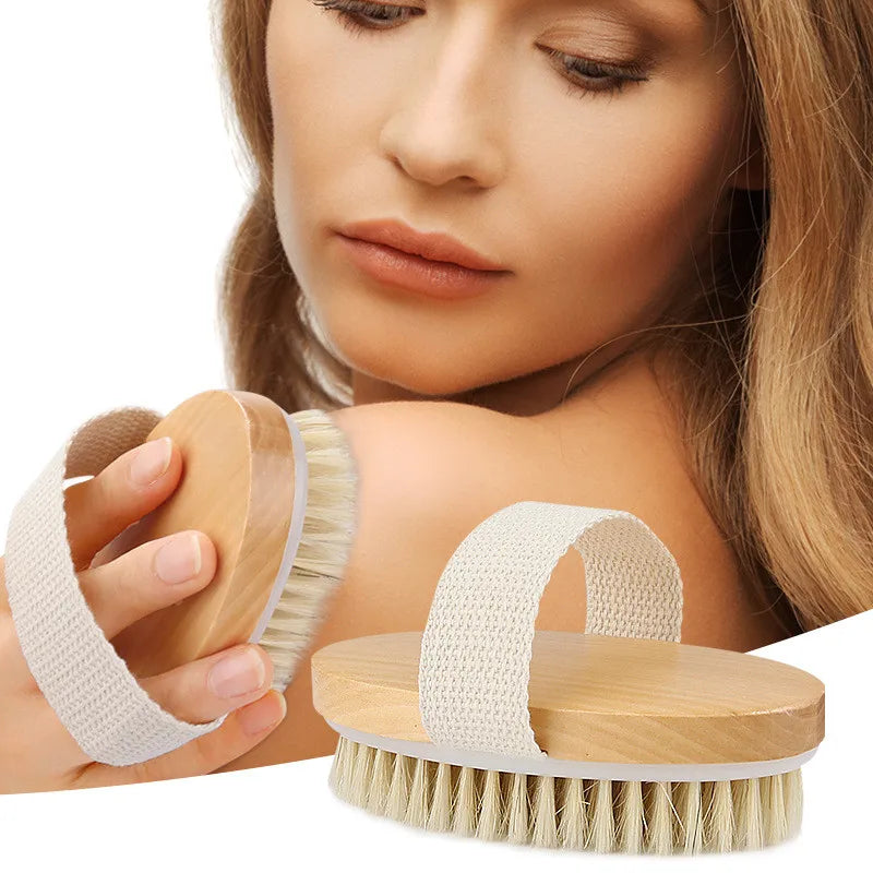 Exfoliating Wooden Body Massage Shower Brush Natural Bristle Bath Brush Soft SPA Woman Man Skin Care Wet Dry Body Brush