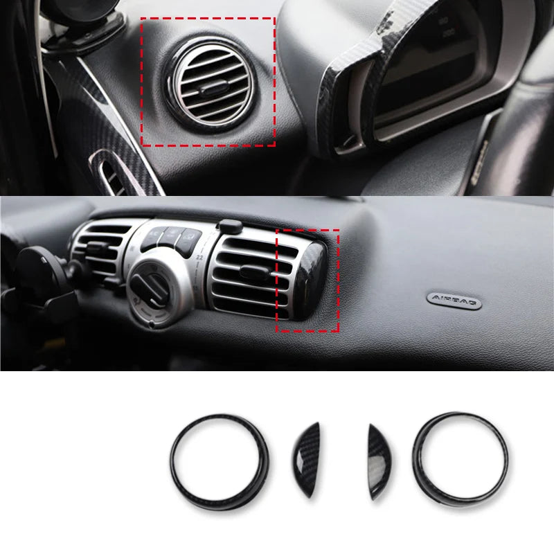 Car Styling Decorative Cover Protective Shell Carbon Interior Modification ABS Sticker For Old Smart 451 Fortwo Car Accessories