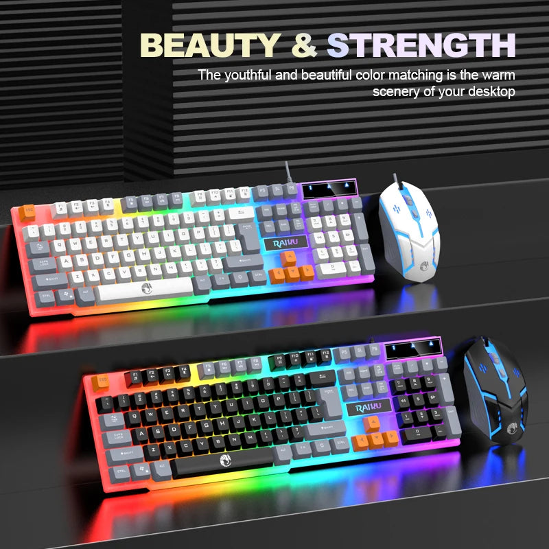 K26 three tone illuminated keyboard wired mechanical feel gaming mouse single keyboard