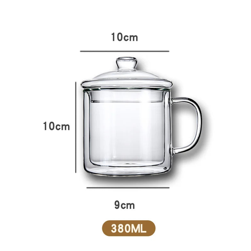 380ml 500ml Retro Soviet Double Walled Glass Coffee Mugs with Handle Tea Beer Cappuccino Water Cups Household Drinkware