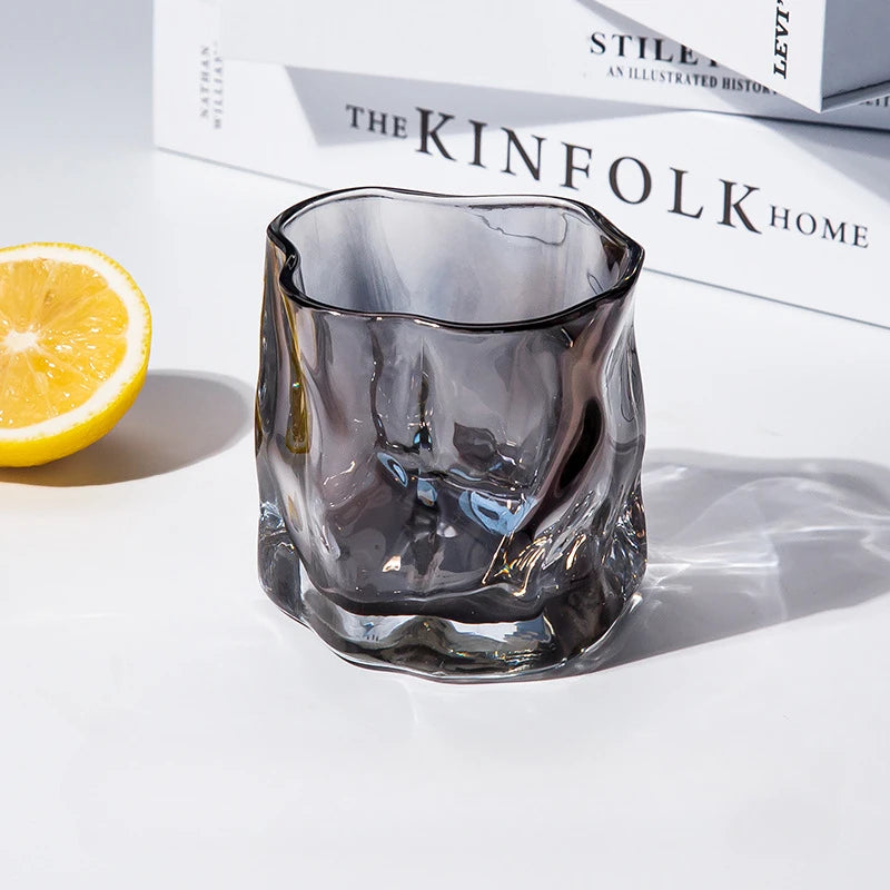 Unique Whisky Glass Irregular Transparent Glass Wine Cup Drinking Glasses for Home Summer Beverage Cup Kitchenware