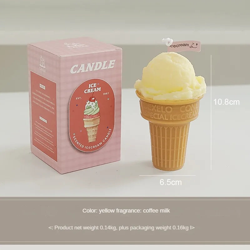 2pcs Ice Cream Candles Handcrafted Creative Design Fragrance Gift Atmosphere Accompanied By Hand Gifts Aromatherapy Candles