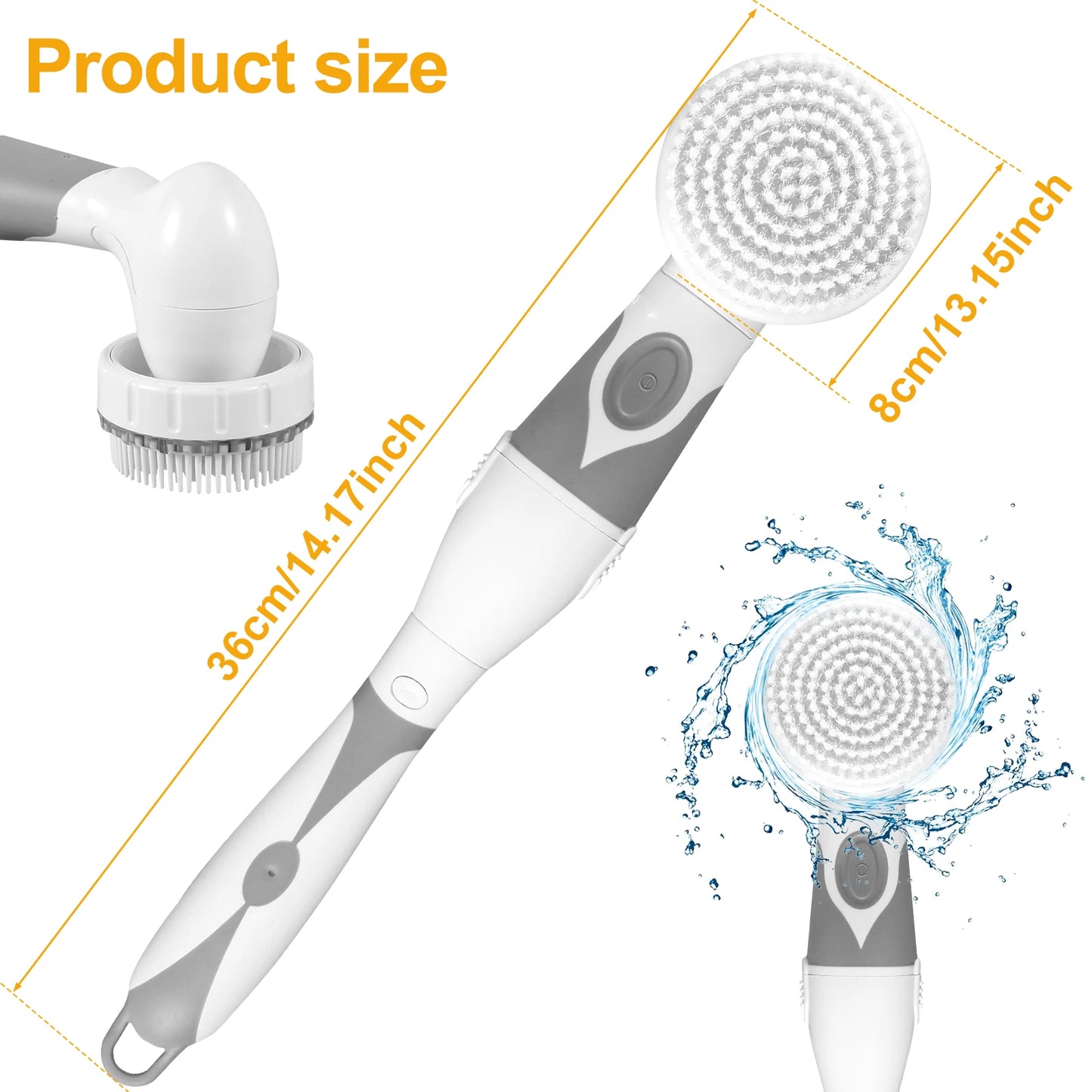 Electric Cleaning Brush Multi-functional Body Scrubber Electric Shower Brush Battery Operated Long Handle Back Massage Brush