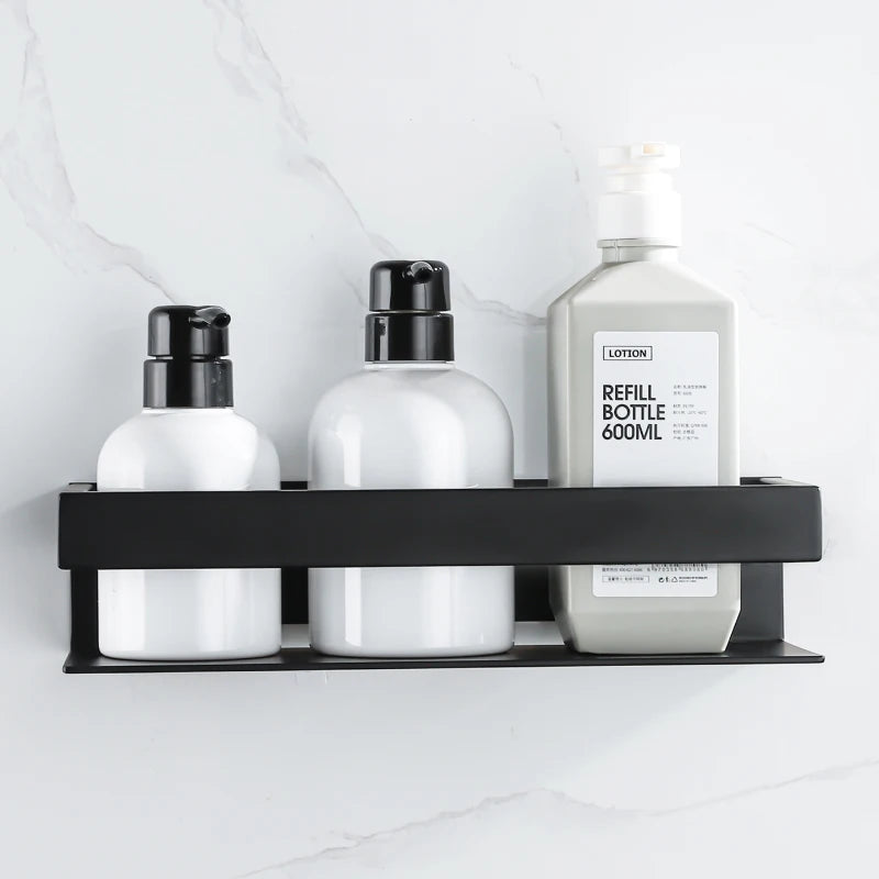 Bathroom Shelf Stainless Steel Wall Mount Shower Organizer Caddy Corner Black Kitchen Accessories Holder Toilet Storage Rack