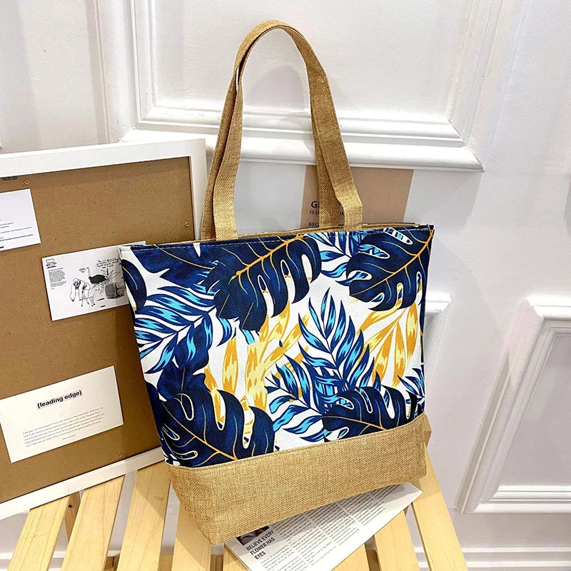 New Women Handbag Floral Printed Beach Shopping Large Capacity Tote Bag Fashion Casua High Capacity Travel Ladies Shoulder Bag
