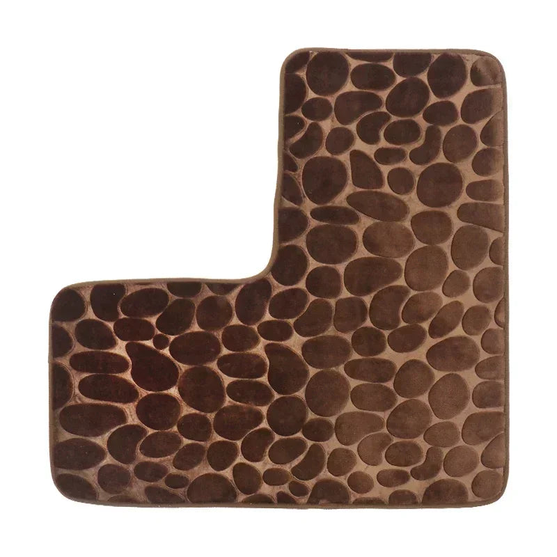 Bathroom Rug L-Shaped Bath Mat Non Slip Corner Shower Mat Soft and Absorbent Memory Cotton Anti Slip Solid Color Bathroom Mat