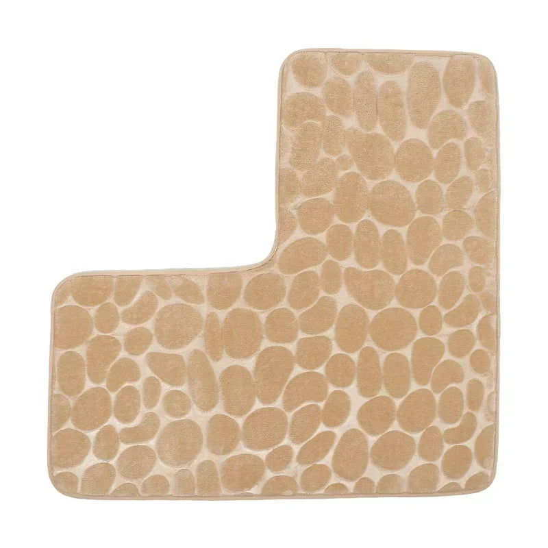 Bathroom Rug L-Shaped Bath Mat Non Slip Corner Shower Mat Soft and Absorbent Memory Cotton Anti Slip Solid Color Bathroom Mat