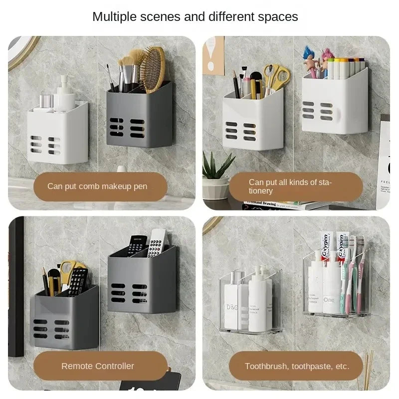 Bathroom Shelf Makeup Storage Organizer No Drill Toiletries Shelves Wall Mount Comb Skin Care Product Rack Bathroom Accessories