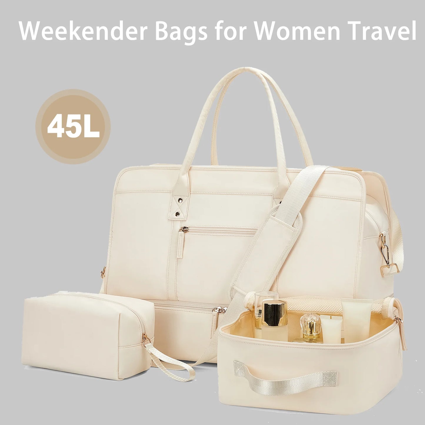 Luggage Travel Bags with a Clothes Bag and Toiletry Bag Large Capacity Daily Commuter Shoulder Bag Woman Tote Bags Handbag Woman
