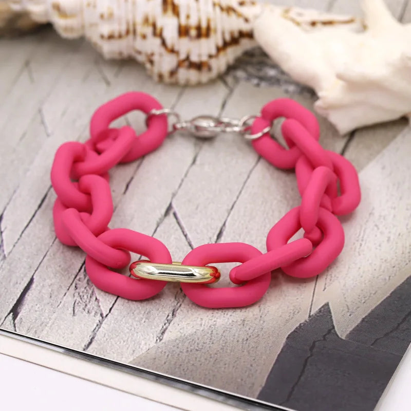 Bracelets for Women Jewelry Mixed Color Acrylic Buckle Rings Bracelets Lovely Accessories Gift Wholesale