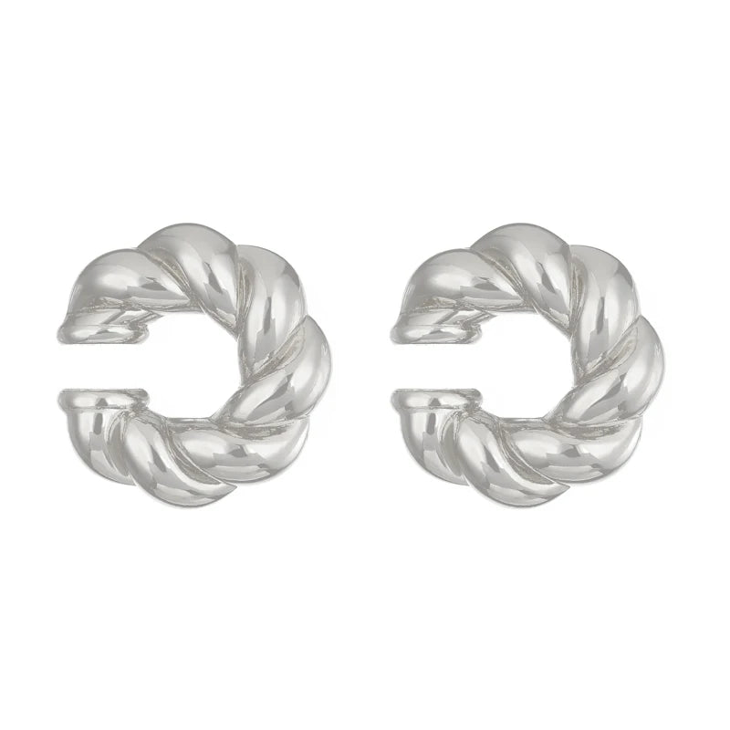 1 Pair Smooth Circle C Shape Clip Earrings For Women Lightweight Without Piercing Cartilage Ear Cuff Gold Silver Color Earrings