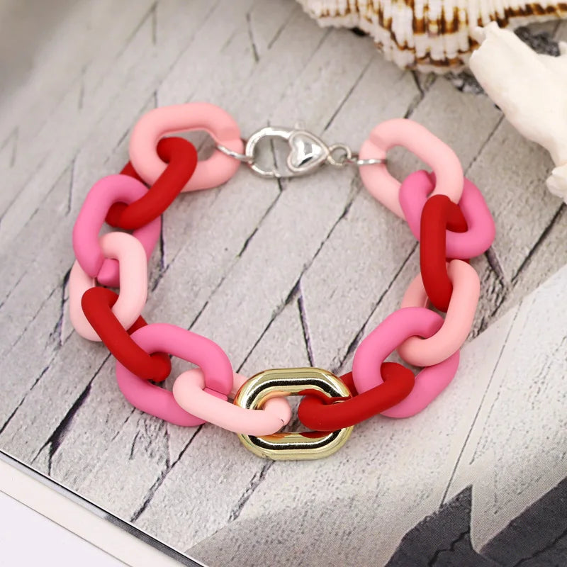 Bracelets for Women Jewelry Mixed Color Acrylic Buckle Rings Bracelets Lovely Accessories Gift Wholesale