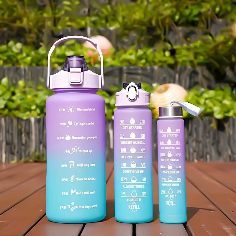 Water Bottle 2 Liter Stay Hydrated Motivated Leakproof Plastic Sport Bottle Reminder Times Sports Outdoor Fitness Office Indoor