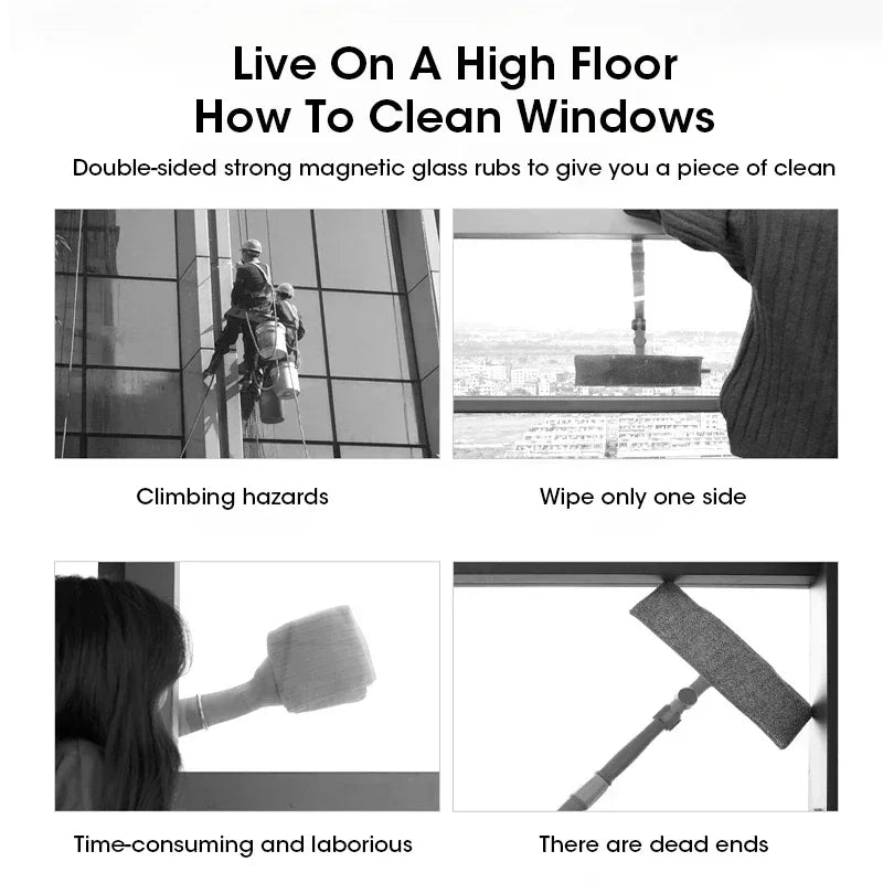 Household Magnetic Window Cleaner High-rise Glass Cleaning Brush Automatic Drainage Wiper Glass Cleaning Double Sided Cleaning