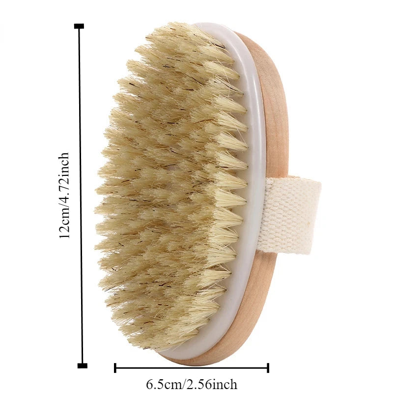 Exfoliating Wooden Body Massage Shower Brush Natural Bristle Bath Brush Soft SPA Woman Man Skin Care Wet Dry Body Brush