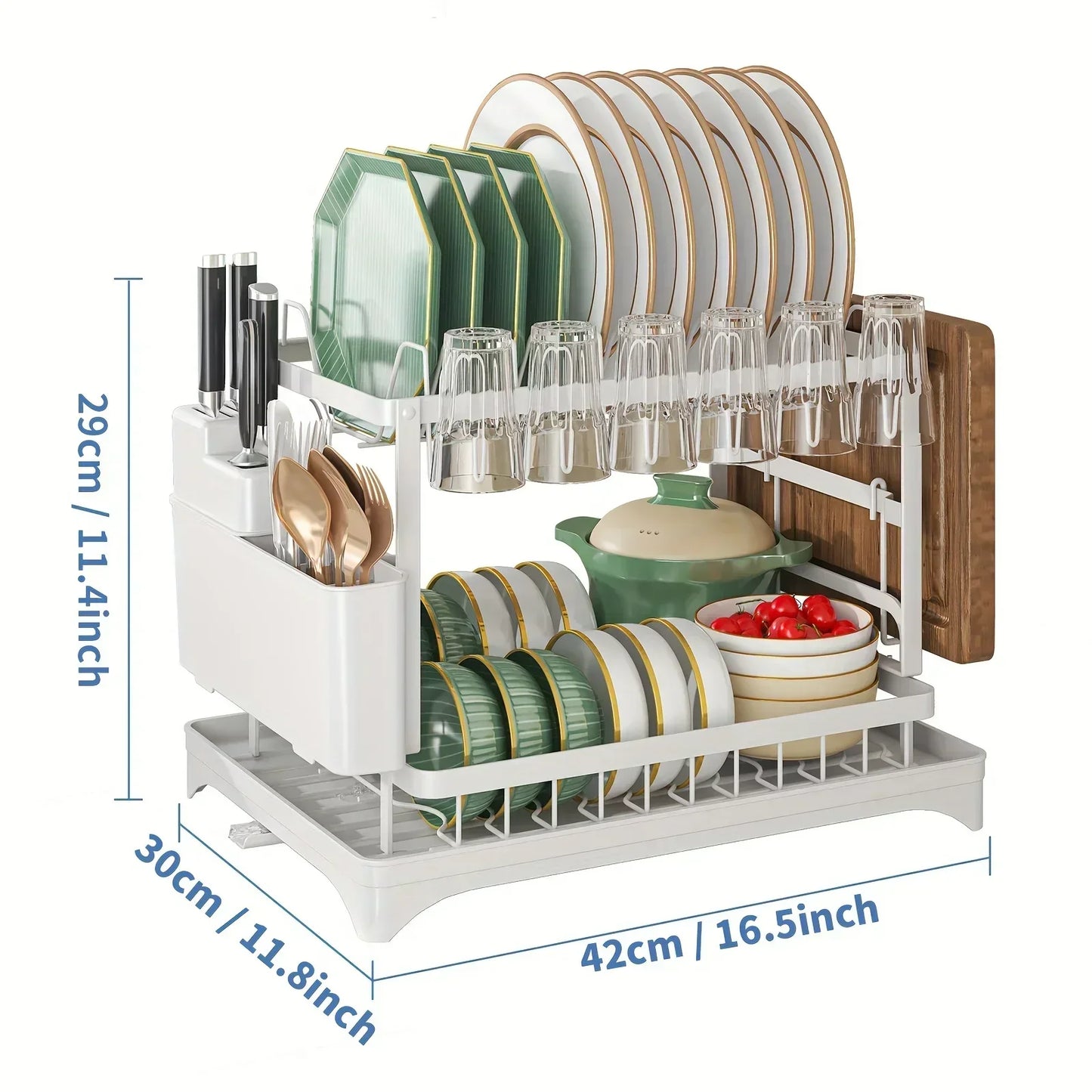 Kitchen Organizer Dish Drying Rack Utensils Storage Rack Bowls Knife Fork Pot Holder Countertop Dinnerware Drainboard