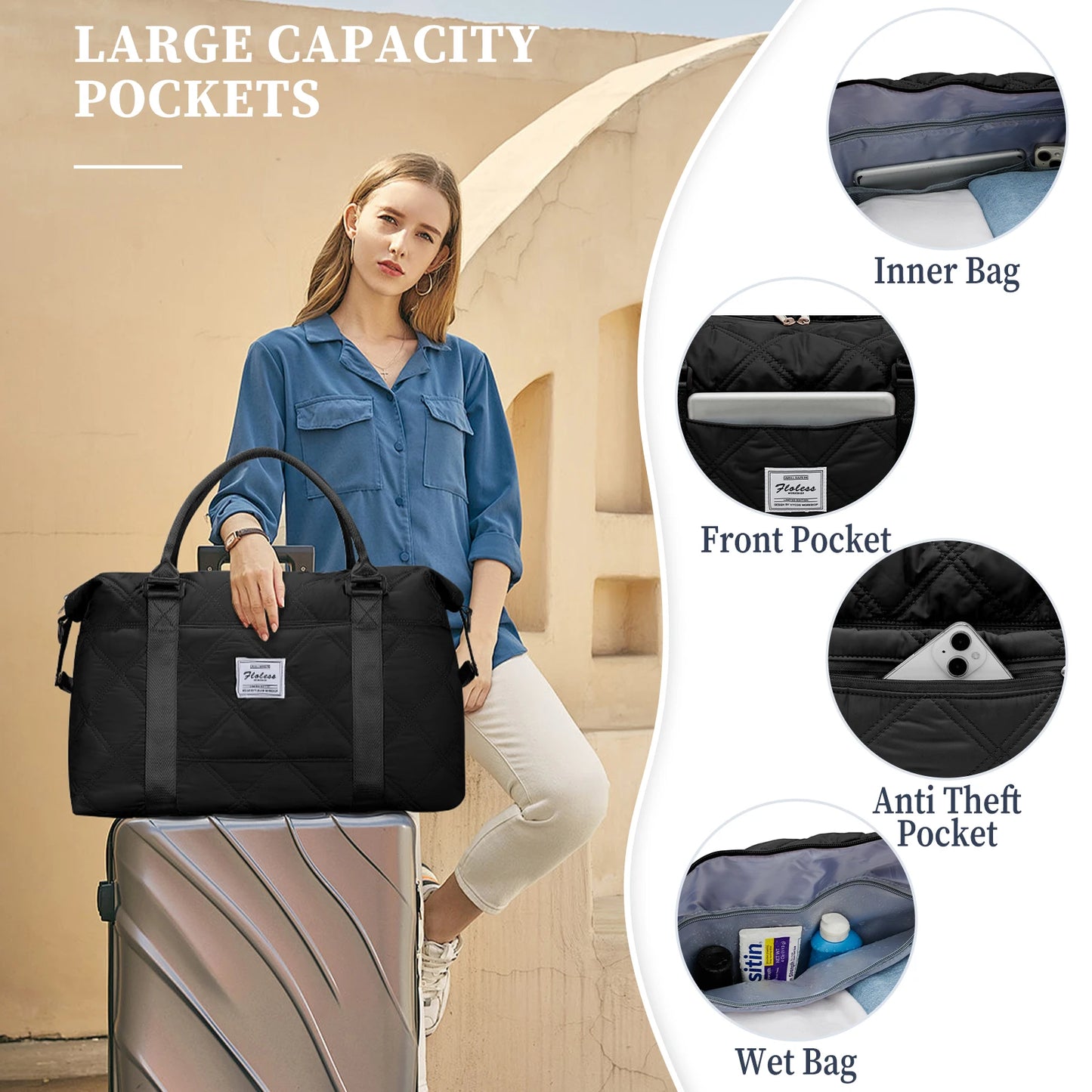 Travel bag, three-day and two-night outdoor travel bag, multi-color optional, oblique shoulder hand luggage bag, storage bag