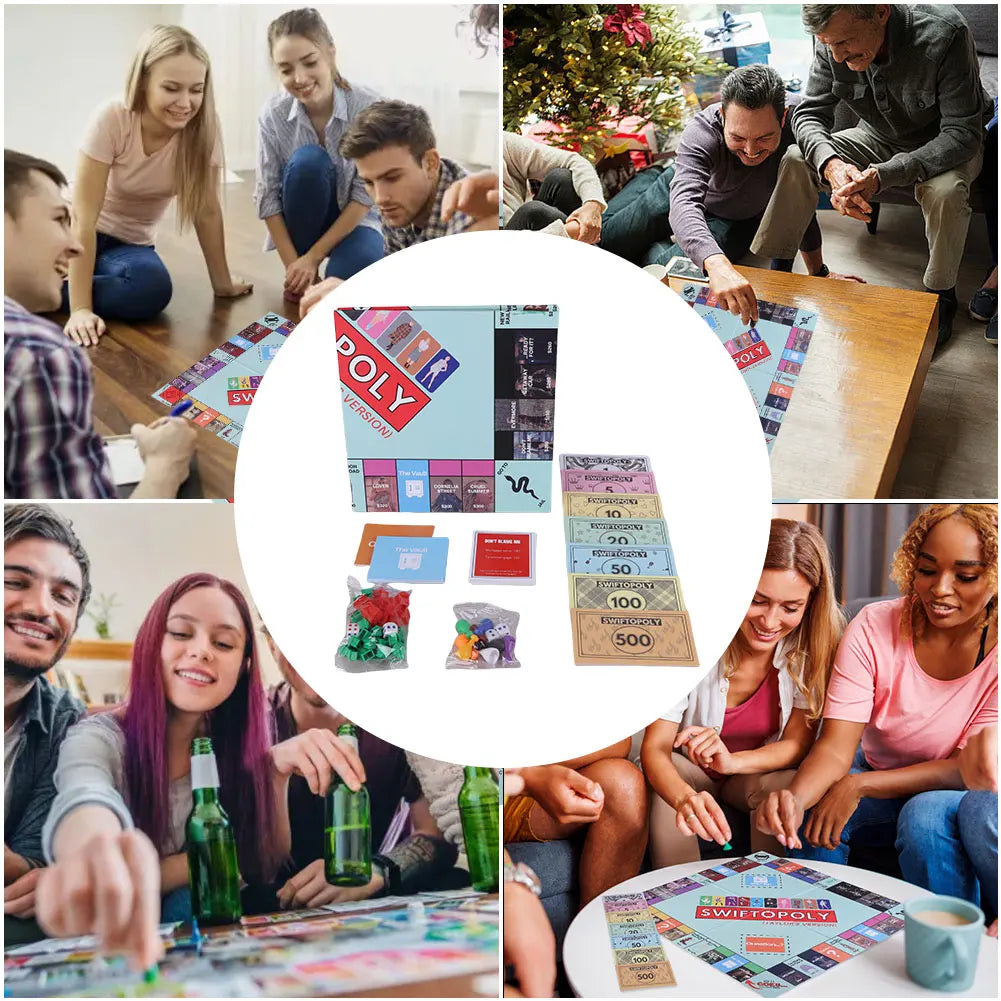 Board Game Fun Fans SWIFTOPOLY TS-Swiftie Interactive Board Game Family Games Chessboard for Your Next Party Game Night 