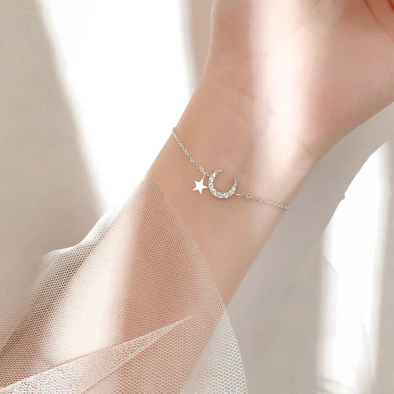 Sparkling Bracelet For Women Double-deck Silver Color Adjustable Hand Chain Fine Fashion Jewelry Wedding Party Gift Accessories