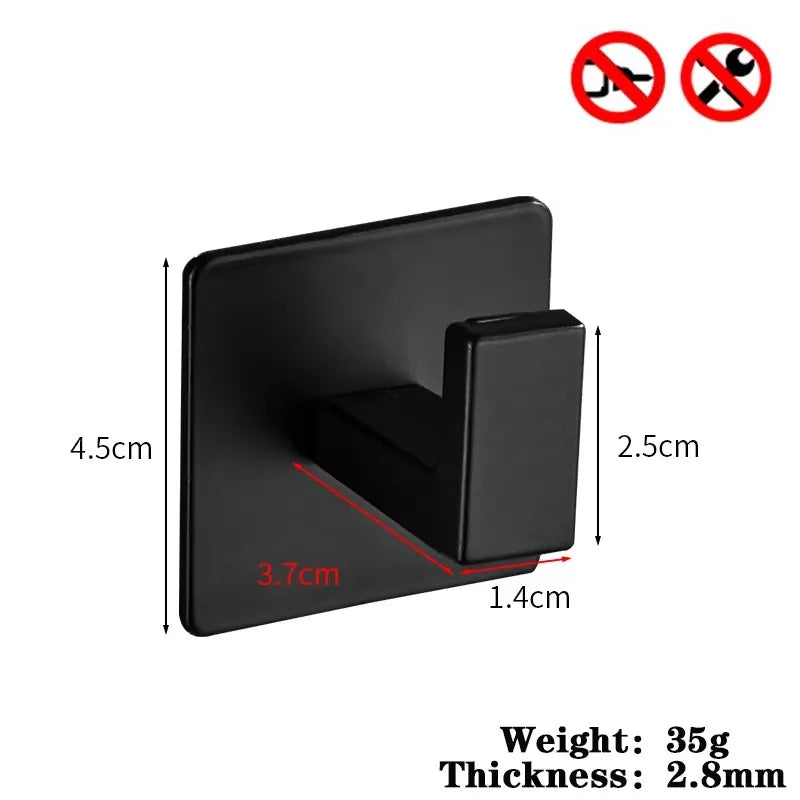 Bathroom Black Self-Adhesive Wall Hook Towel Coat Holder Hook Door Back Keys Clothes Caps Hanger Robe organizer Hook Accessories
