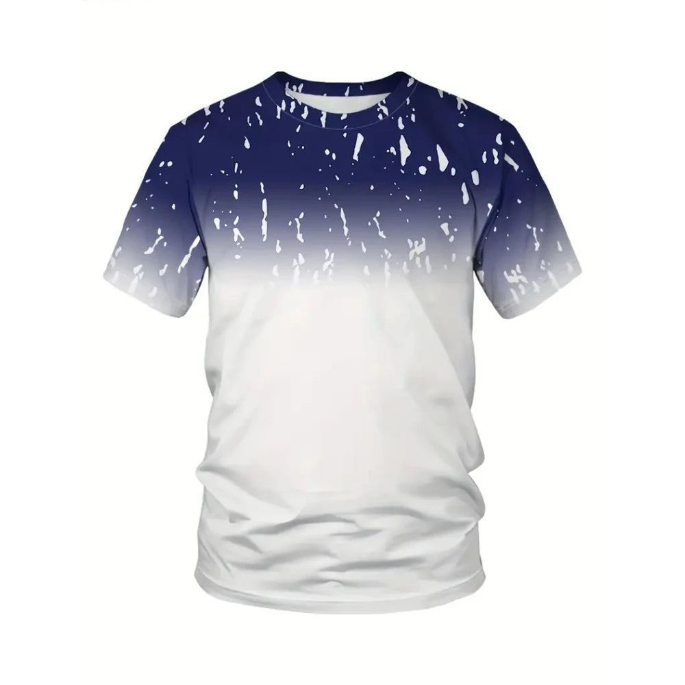 Fitness T-Shirt Quick Drying Sports Short Sleeve Gradient Stripe Print T Shirt Badminton Tennis Training Clothing Man T Shirts