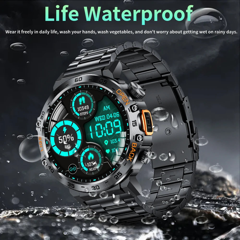 LIGE New Smart Watch Men Sport Watch Outdoor Flashlight 360*360 Ultra HD Screen Waterproof Fitness Bluetooth Call Men Smartwatch