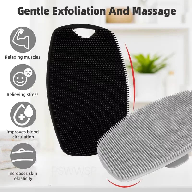 Body cleaning brush, bath brush, soft-bristled massage shower brush, made of silicone material, with anti-slip handle design.