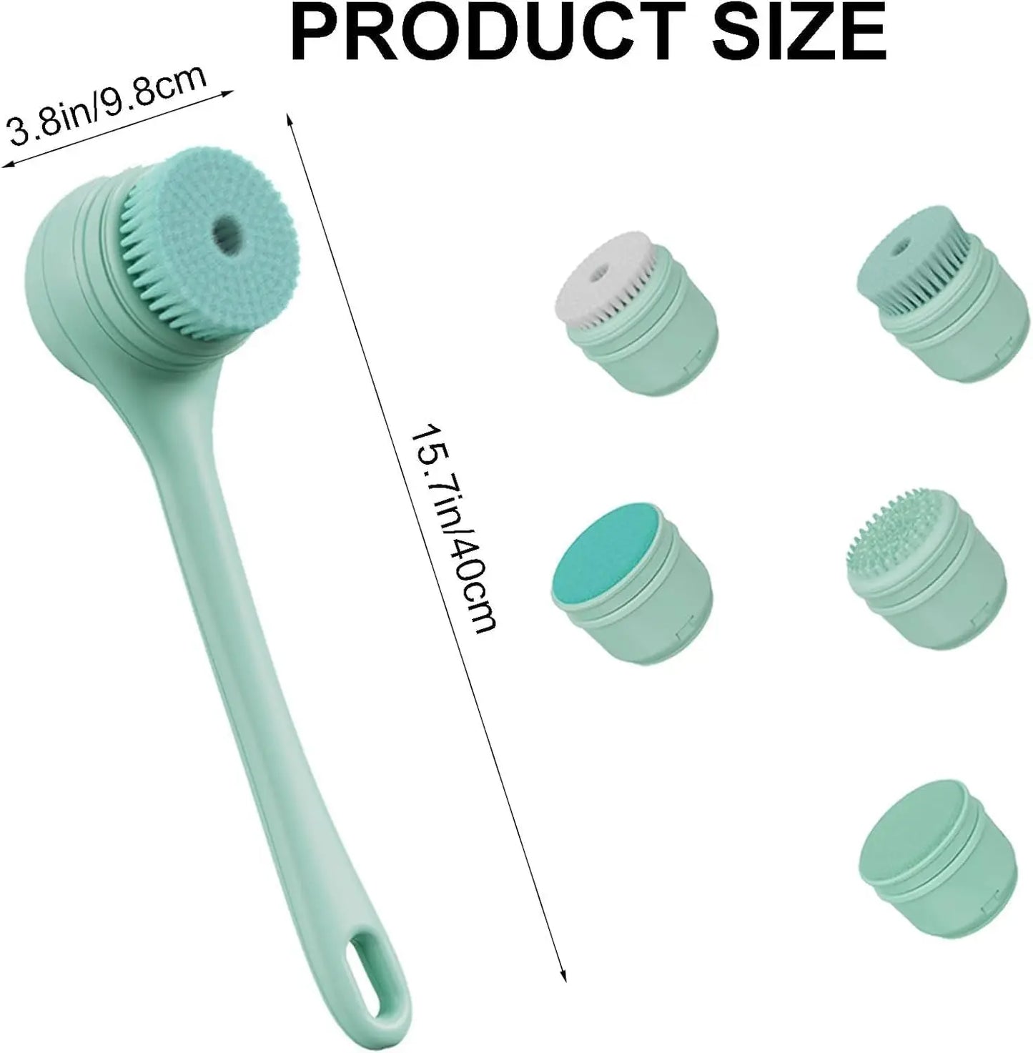 Bath Brush Electric Shower Brush Body Scrubber Exfoliating Massage Deep Cleaning Brush with Long Handle with 5 Brush Heads