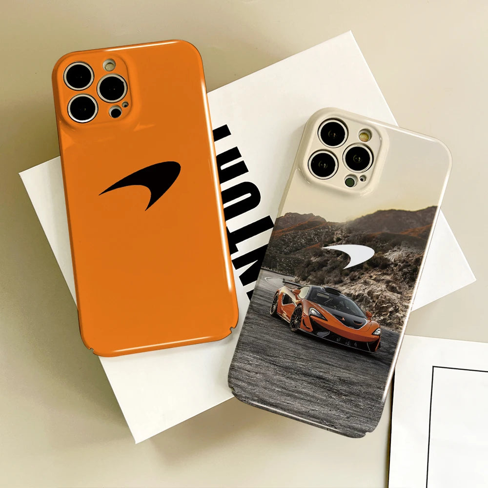 Sports Car Phone Case For IPhone 16 15 14 13 12 11 Plus Pro Max Mini Glossy HD Hard Cover Film Shell McLarens