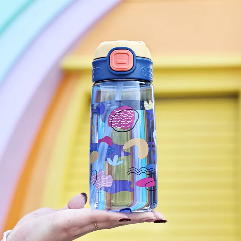 600ml Water Bottle With Straw Kids Girls Portable Travel Bottles Gym Sports Fitness Cup Summer Cold Water Juice Drinking Bottle
