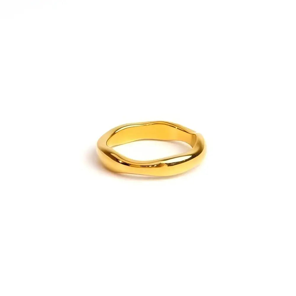 Ripple Stainless Steel Rings For women Gold Color Chunky Band Stackable Silver Stacking Irregular Wave Minimalist Jewelry Set