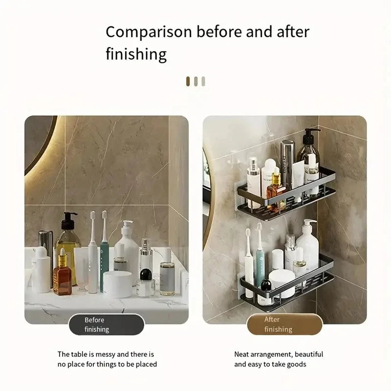 Bathroom Square Basket Suction Wall Shower Room Rectangular Perforation-free Bathroom Corner Shelf