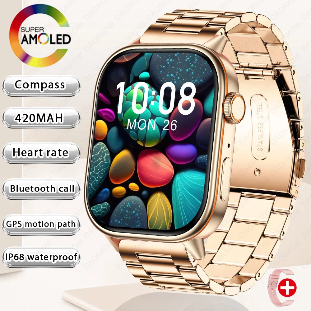 2025New smart watch for men and women HD AMOLED screen Heart Rate Bluetooth Call GPS tracking IP67 waterproof sports smart watch