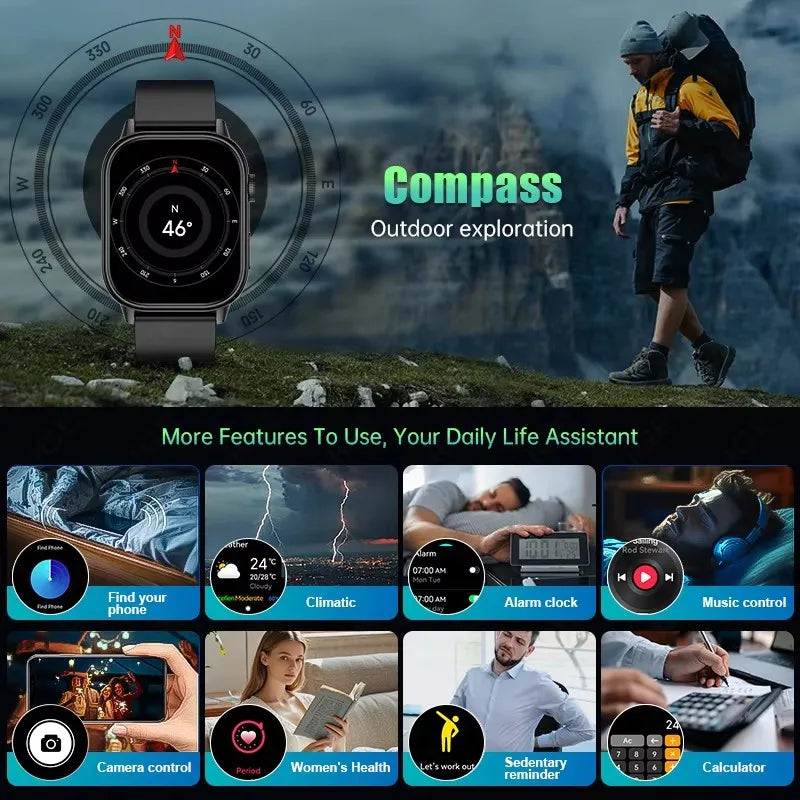2025New smart watch for men and women HD AMOLED screen Heart Rate Bluetooth Call GPS tracking IP67 waterproof sports smart watch