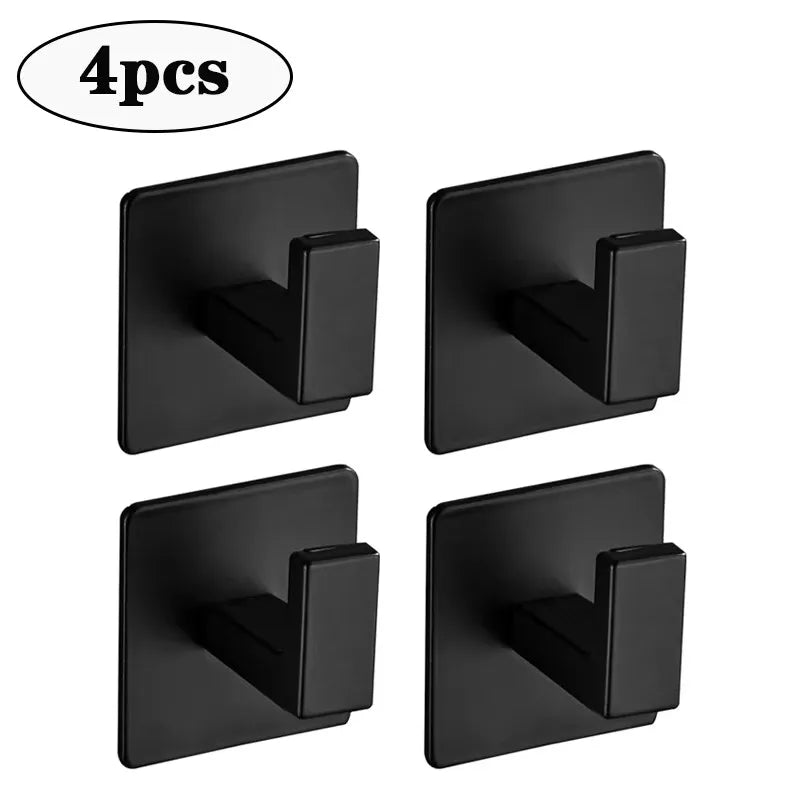 Bathroom Black Self-Adhesive Wall Hook Towel Coat Holder Hook Door Back Keys Clothes Caps Hanger Robe organizer Hook Accessories