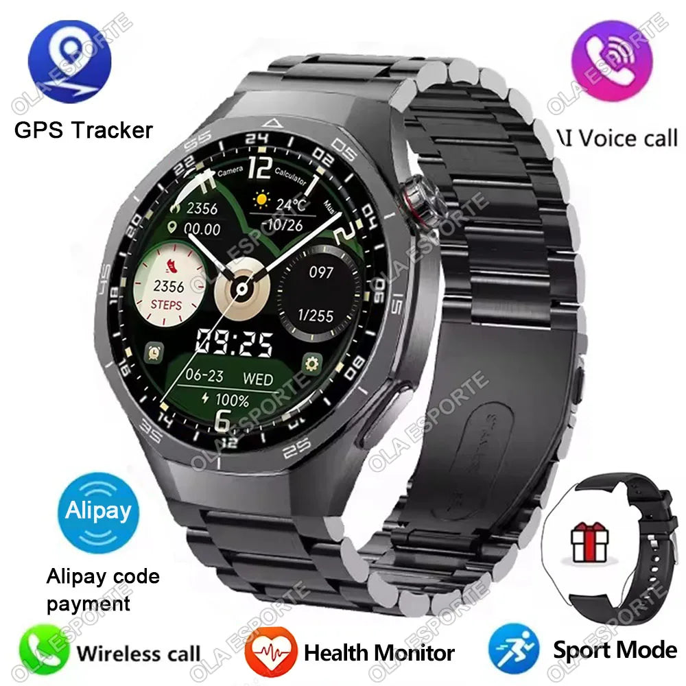 2025 New Smart Watch Men Watch 5 Pro 1.52 AMOLED Screen Bluetooth Call GPS Trajectory NFC Heart Rate Dynamic Lsland SmartWatches
