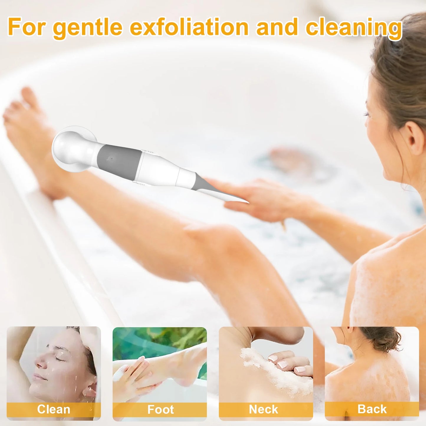 Electric Cleaning Brush Multi-functional Body Scrubber Electric Shower Brush Battery Operated Long Handle Back Massage Brush