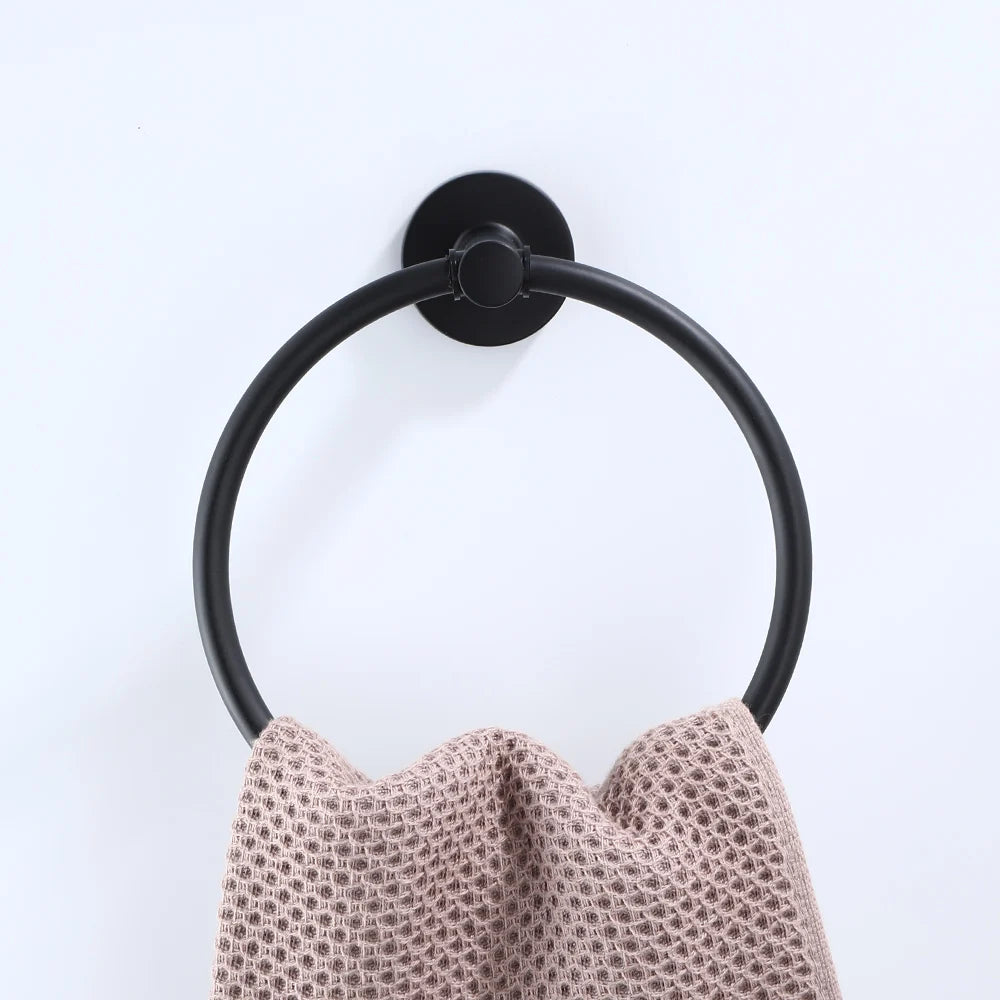 Bathroom Hardware Black Robe Hook Towel Rail Bar Rack Bar Shelf Tissue Paper Holder Toothbrush Holder Bathroom Accessories