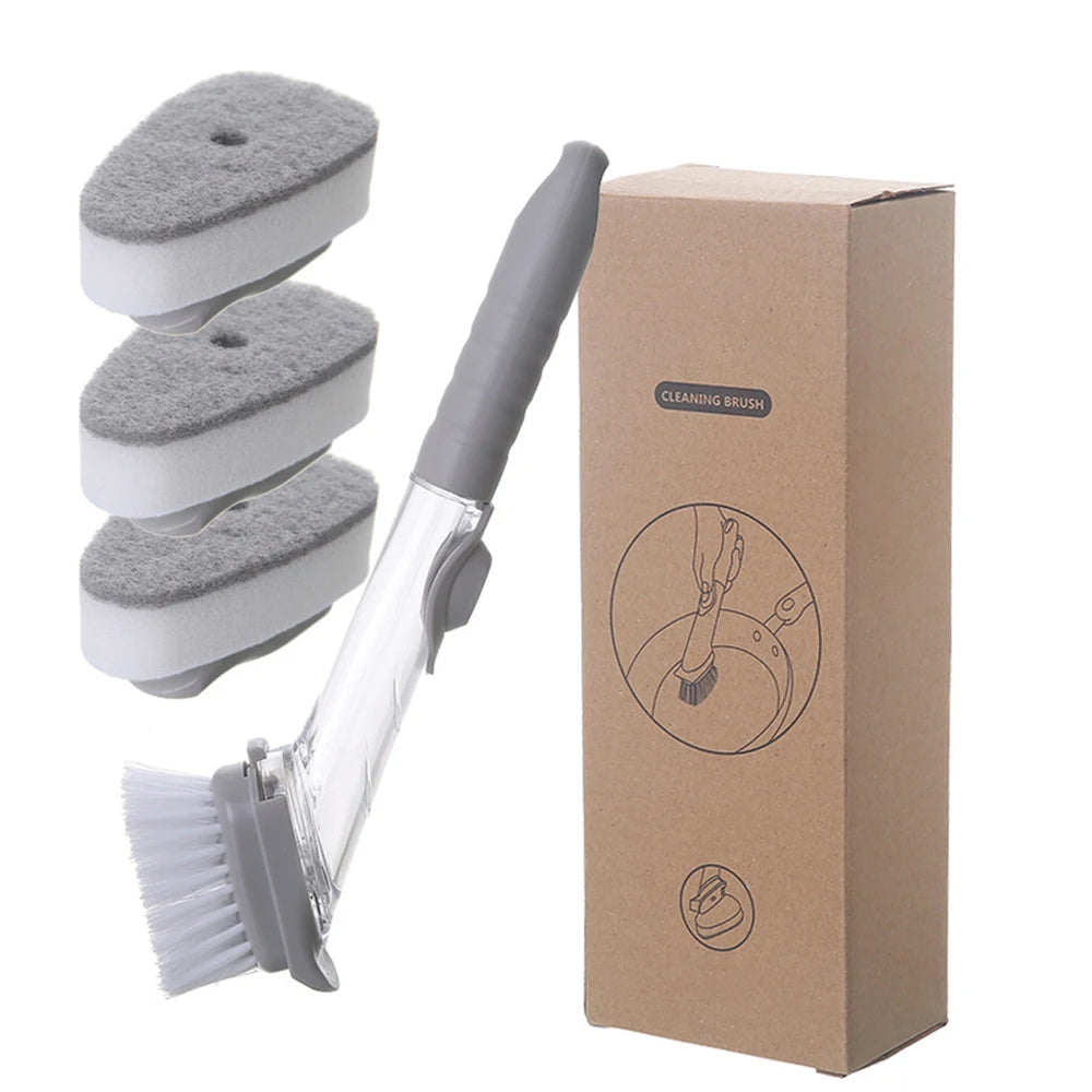 Kitchen Pot Washing Brush Hydraulic Brush Automatic Liquid Filling Multi-Functional Long Handle Dishwashing Brush Lazy Cleaner