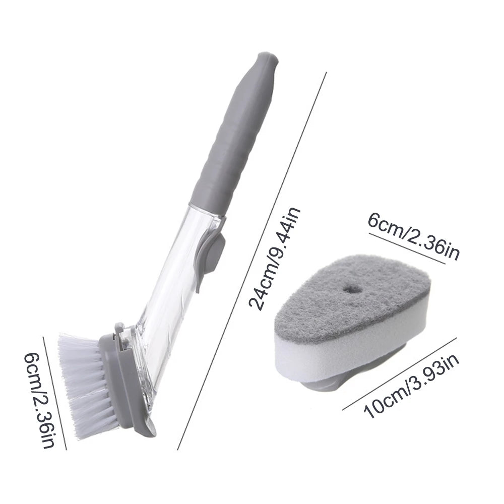 Kitchen Pot Washing Brush Hydraulic Brush Automatic Liquid Filling Multi-Functional Long Handle Dishwashing Brush Lazy Cleaner