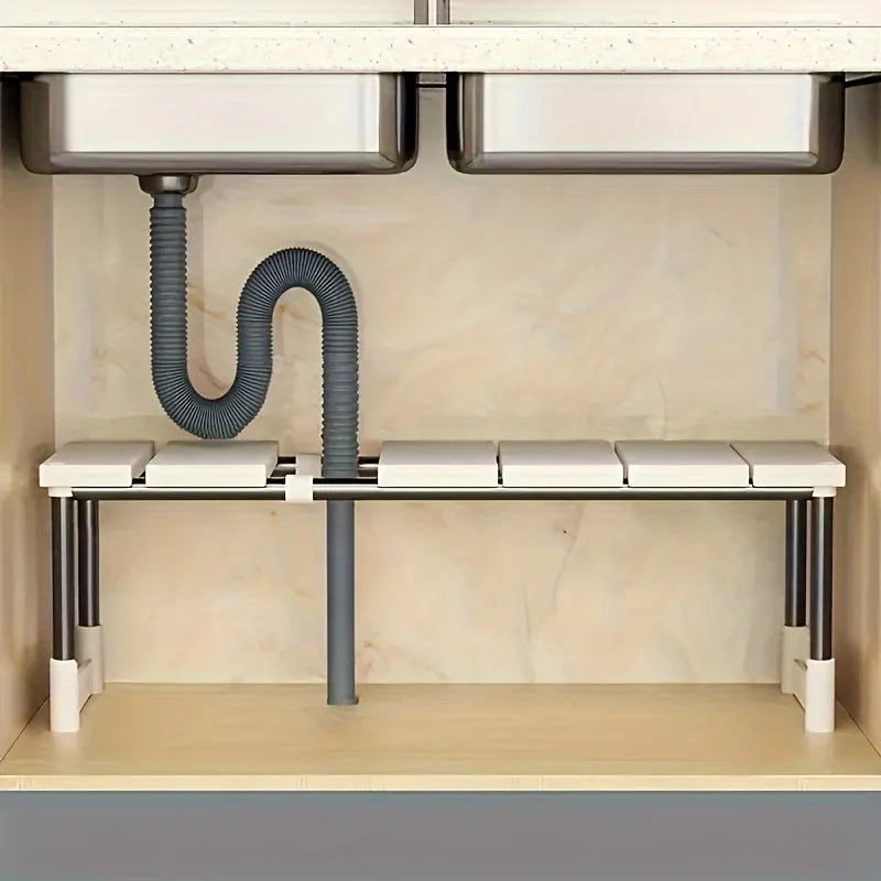 Kitchen Under Sink Adjustable Rack Multifunctional Dish Pans Snacks Cookware Storage Rack Countertop Cabinet Kitchen Accessories