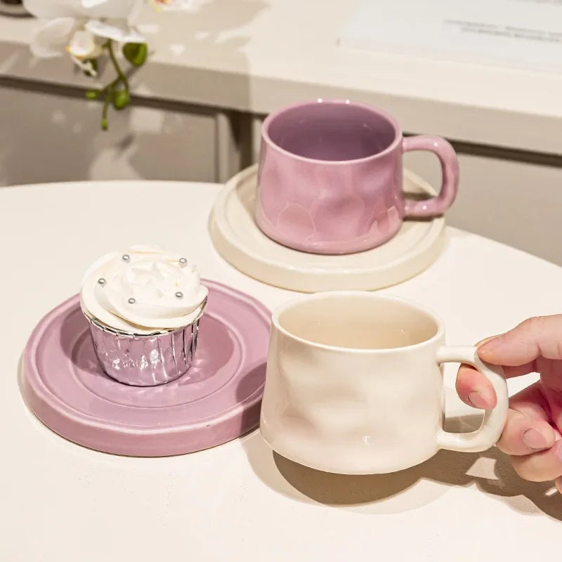 Ceramic Mugs Cute Coffee Cups and Saucers Creative Exquisite Afternoon teacup Breakfast Milk Mug Girl Gift Coffee Cup Water cups