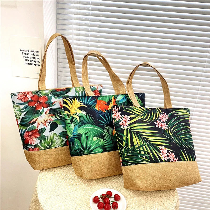 New Women Handbag Floral Printed Beach Shopping Large Capacity Tote Bag Fashion Casua High Capacity Travel Ladies Shoulder Bag